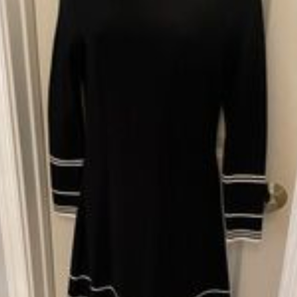 Ann Taylor Black Dress with White Stripes